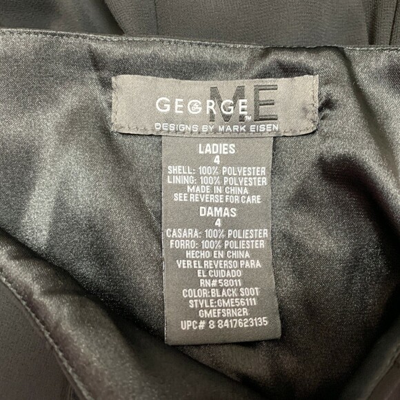 George ME by Mark Eisen Women's Skirt Size 4 Black Sheer Lined A-line - Picture 6 of 7